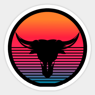 Bull head retro sunset Sticker